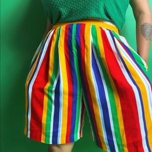 Vintage rainbow colorful striped shorts